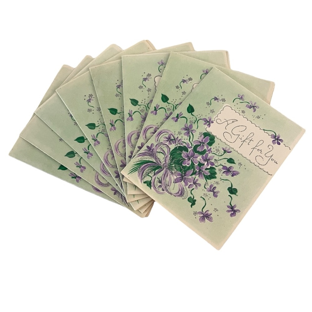 8 Unused Vintage Greeting Card A Gift for You Blank Notes Floral